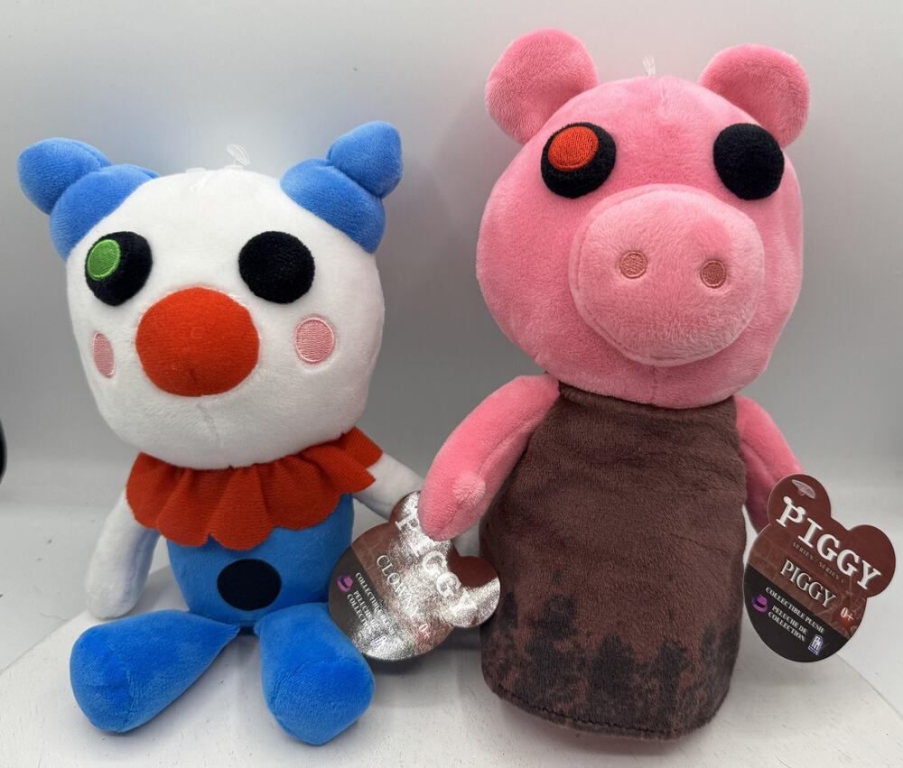 Piggy Pig & Clowny Plush Lot 2 Small Multicolor Stuffed Animal Series 1